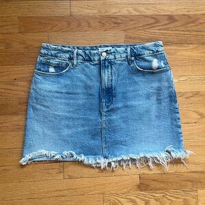 Good American Distressed Denim Mini Skirt